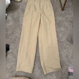 Aritzia Wilfred Classic Tan Wide-Leg Trousers